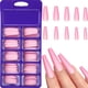 thumbnail image 1 of 100 uñas postizas extra largas mate estilo bailarina, uñas postizas de ataúd, color sólido, cobertura total, con caja para mujeres y niñas, decoración de uñas rosa., 1 of 3