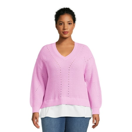 Terra & Sky Women's Plus Size Shaker Knit Sweater