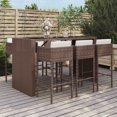 thumbnail image 1 of vidaXL 7 Piece Garden Bar Set with Cushions Brown Poly Rattan, 1 of 4