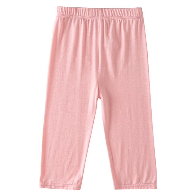 AherBiu Baby Girl Shorts Stretch High Waisted Toddler Biker Pants Basic Solid Color Knee Length Shorts