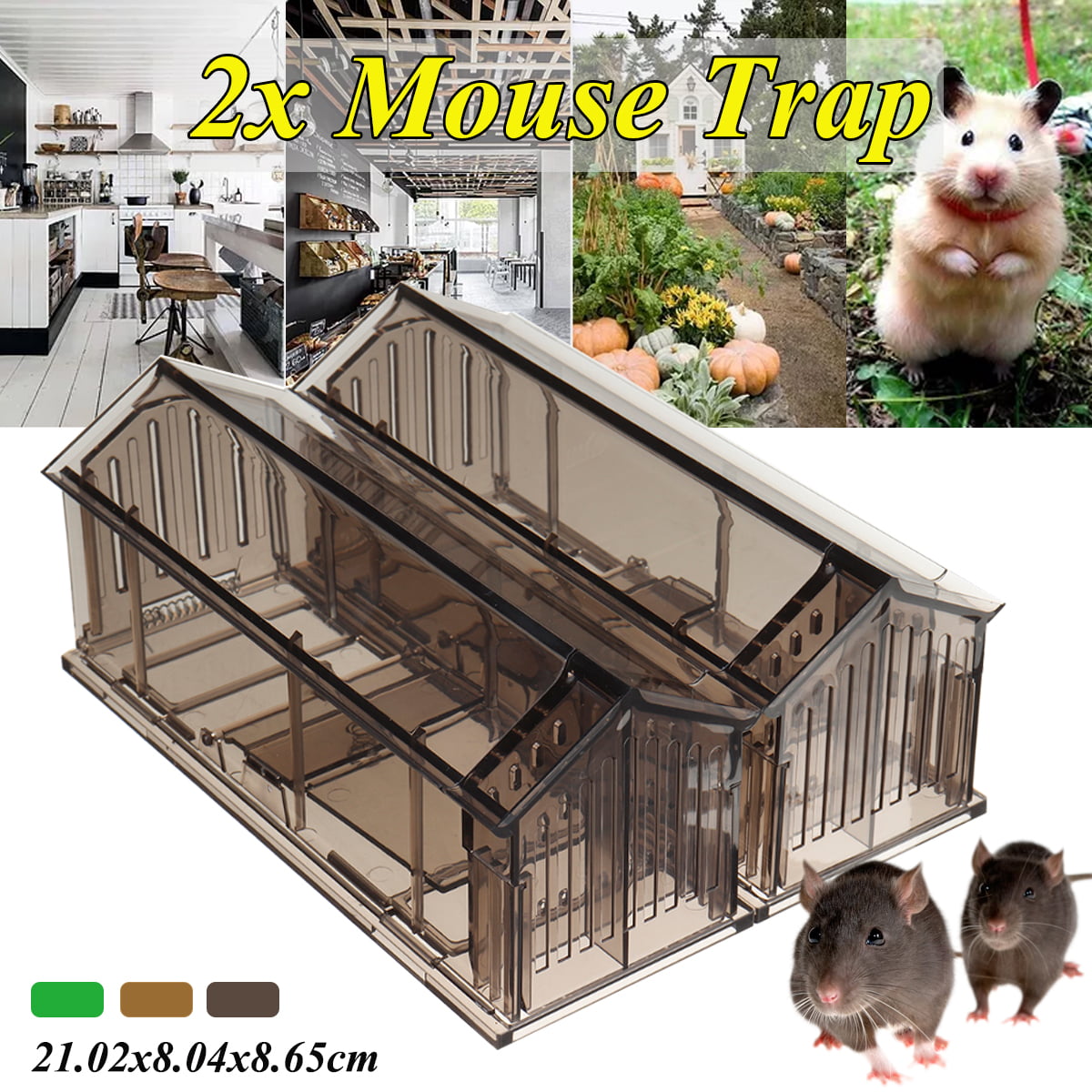 2x Reusable Humane Mouse Trap Rodent Mice Live Catch Cage Safe Auto