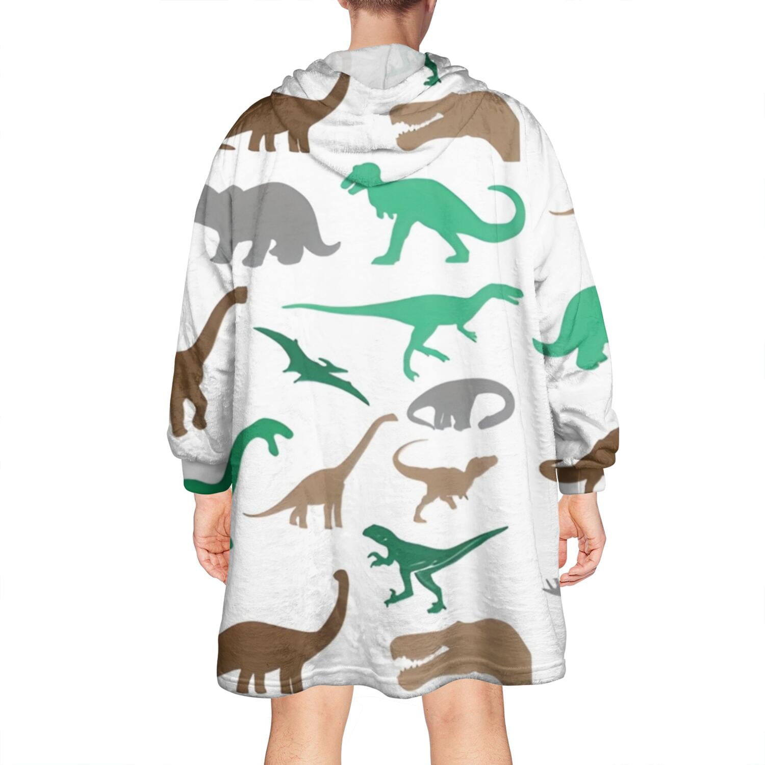 Wearable Oversized Blanket,Colorful Dinosaurs Silhouettes Pattern Wearable Blanket Hoodie for Adults,Cozy Hooded Blankets with Super Pockets,Super Warm Fuzzy Pullover for Women & Men