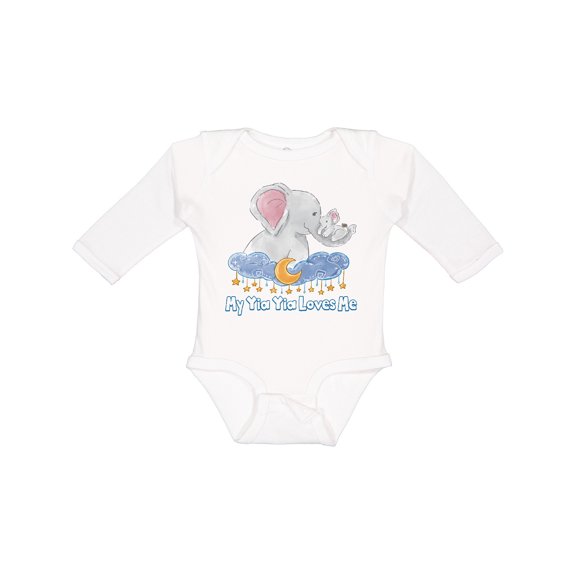 Inktastic My Yia Yia Loves Me Boys or Girls Long Sleeve Baby Bodysuit