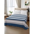 thumbnail image 2 of Navy Blue Grey Stripe Queen Size Flat Sheet, Wrinkleproof & Fadeproof Cooling Flat Bed Sheet Only, Minimalist Farmhouse Striped Breathable Soft Bedding Top Sheets 90 x 102 Inches, 2 of 8