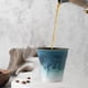 thumbnail image 5 of Taza de café de cerámica, taza para bebidas, taza de la mañana, regalo para el hogar, 3.04 oz para club, caliente, frío Azul Blanco, 5 of 7