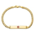 thumbnail image 4 of 14k Yellow Gold Bracelet Medical Curb 6.5 mm 7 in Red Enamel Flat Link ID, 4 of 4