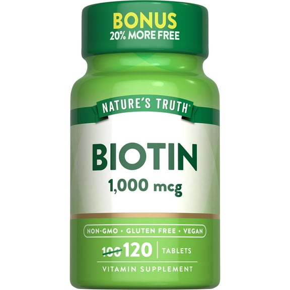 Biotin 1000mcg | 120 Tablets | Hair Skin and Nails Pills | by Nature's Truth