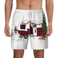 thumbnail image 3 of Uemuo Vintage Buffalo Plaid Christmas Camper Pattern Mens Swim Trunks Quick Dry Board Shorts with Mesh Lining, Stretch Beach Shorts Quick Dry No-Chafing Board Shorts-Medium, 3 of 9