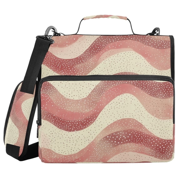 FORMRS Zipper Binder with Shoulder Strap 2-inch Ring 500 Sheet Capacity File Bag, Soft Pink Pattern