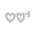 thumbnail image 1 of Pendientes de Corazón Inicial de Silvora para Mujeres y Niñas con Zirconia Cúbica Brillante, 1 of 8