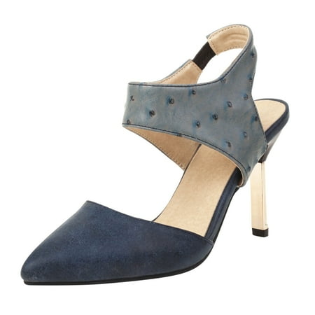 

OAVQHLG3B Women s Shoes Elastic Band Sandals Super High Heel Pointed Toe Casual Plaid Stilettos