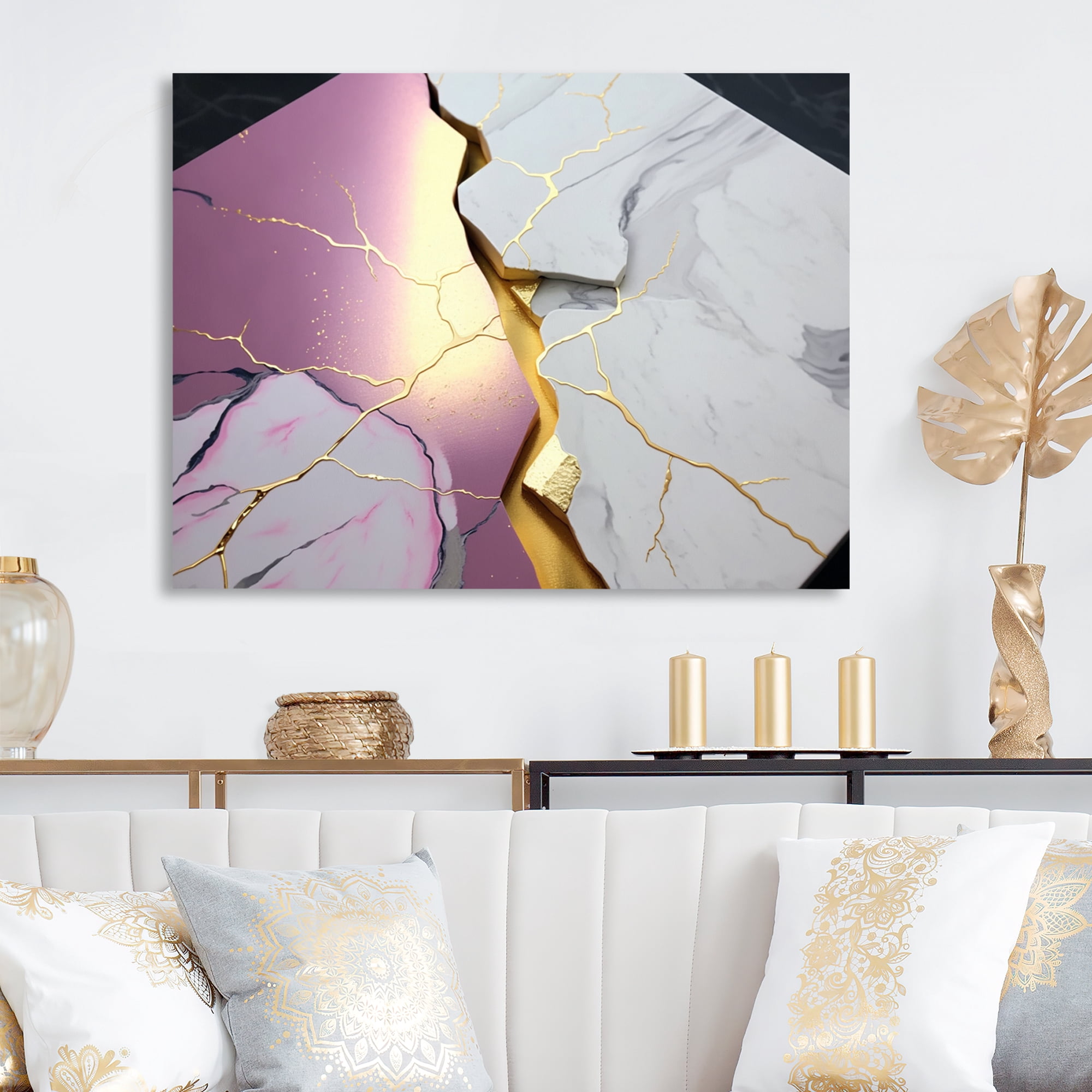 Designart Abstract Geode Pink III Canvas Wall Art