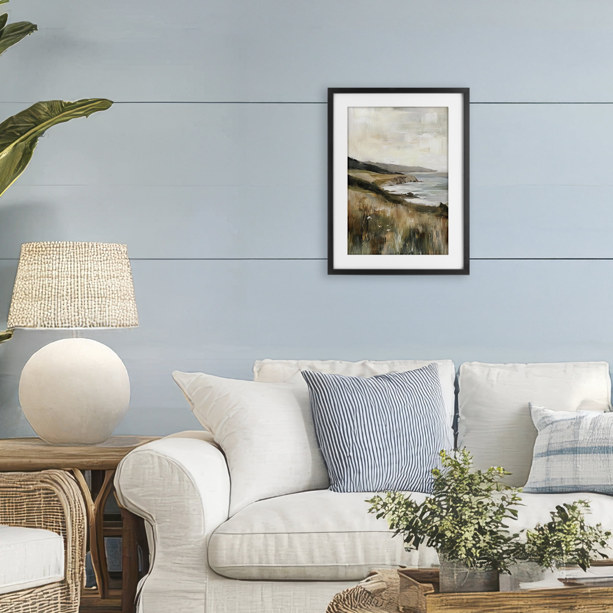 Stupell Industries Northern Coast Cliffside Black Framed Print Under Glass, design by Petal Prints Design