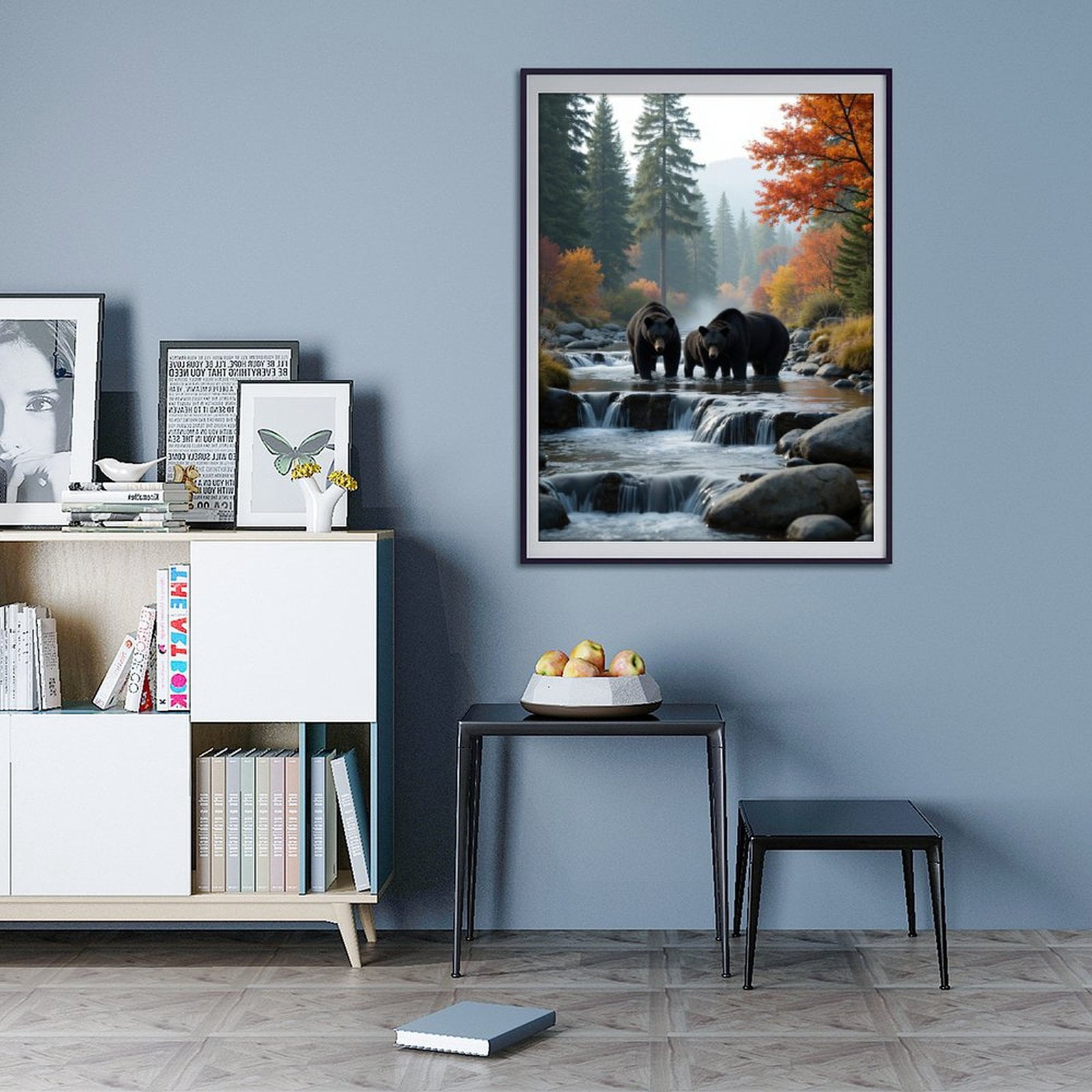 Diamond Art Kits for Adults - 5d Bears In Autumn Forest Stream Diamond Painting for Adults, Diamond Art for Adults Beginners, Diamond Painting Kits for Adults for Home Wall Decor