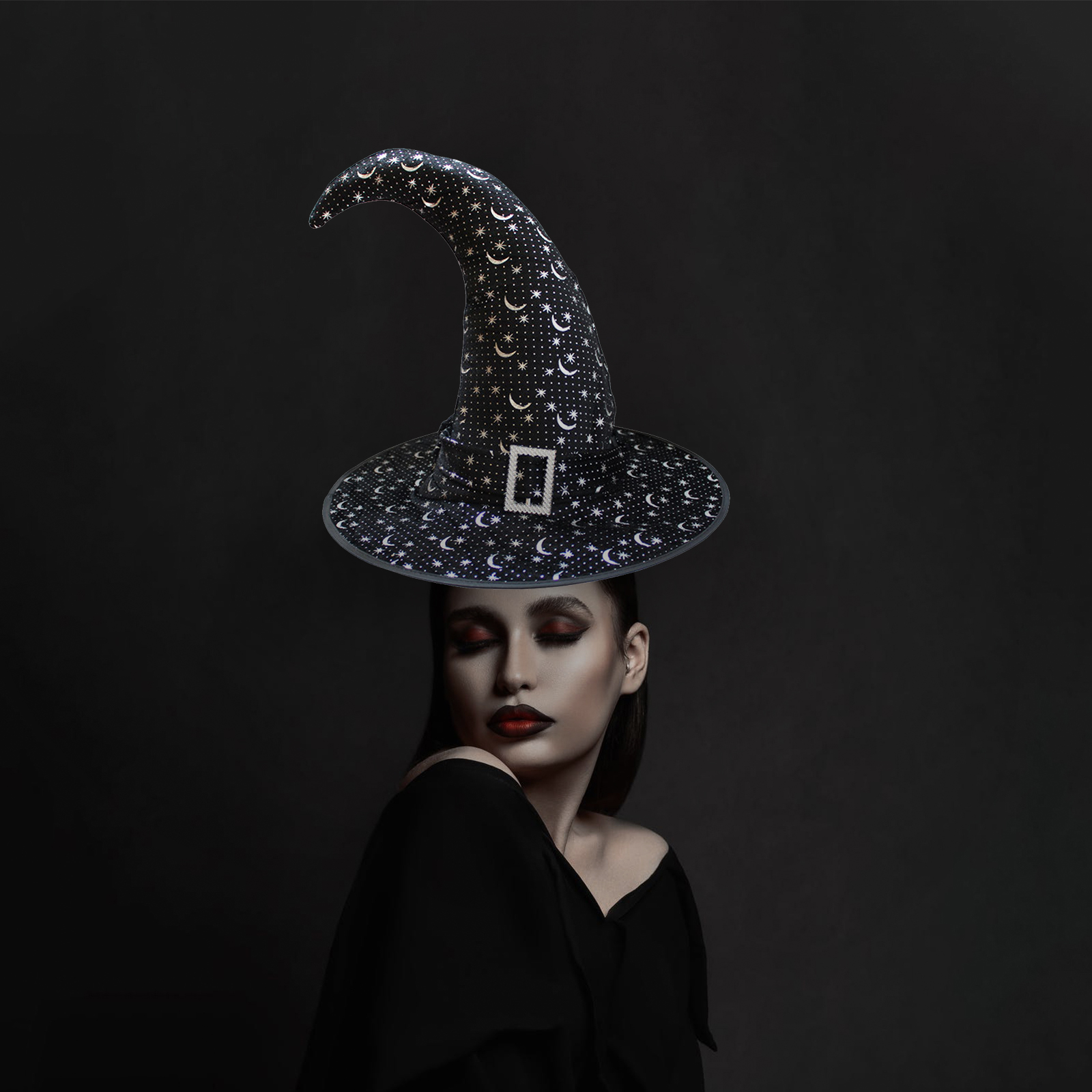 Chapeau De Sorcière Tricoté Halloween Pour Enfants - Taille 52-54 Cm - Pliable, Couleur Assortie - Pour Déguisement, Fête