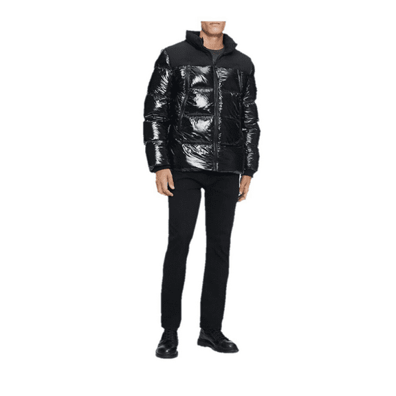 $325 Calvin Klein Supershine Down Blend Full Zip Puffer Jacket, Color- Black L