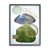 Mossy Botanical Contemporary Nature Abstract Graphic Art Black Framed Art Print Wall Art