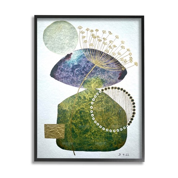 Mossy Botanical Contemporary Nature Abstract Graphic Art Black Framed Art Print Wall Art