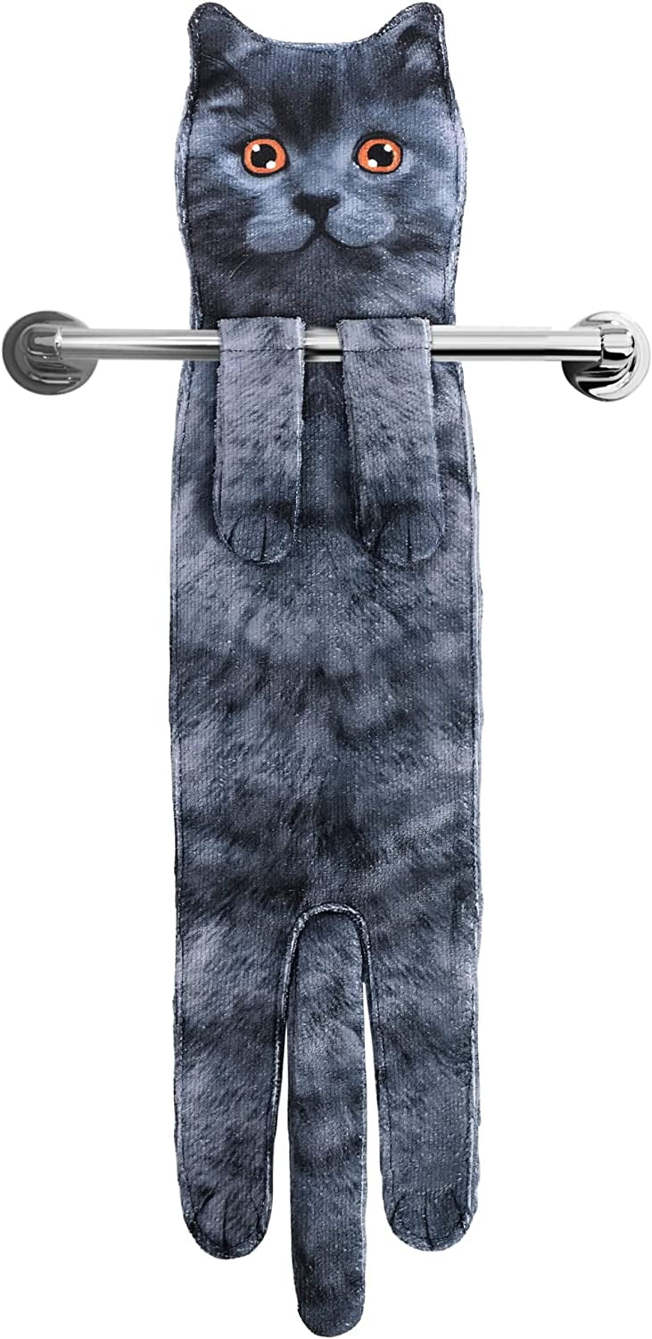 Funny Cat Hand Towels for Bathroom Kitchen,Cute Cat Decorative Hanging