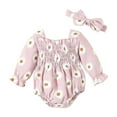 thumbnail image 2 of lulshou Baby Romper One Piece Bodysuit Flower Print Baby Girl Jumpsuit Crawling Dress Long Sleeved Bag Fart Jumpsuit Newborn Jumpsuit on Clearance, 2 of 7