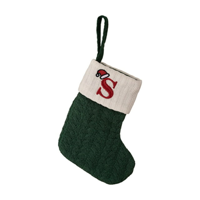Christmas Decorations Green Letter The Dark Crystal Decorations Staircase Garland Flocked Knit Stocking with Embroidered Wire Star Vintage Christmas TDecorations Yarn Detailing for Holiday