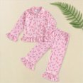 thumbnail image 2 of NOLDARES Toddler Baby Girls Pajamas Set Christmas Tree Santa Button Down Shirts Pants Pjs Nightgown Sleepwear,4-5 Y, 2 of 7