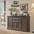 thumbnail image 3 of SinCiDo 58" Farmhose Buffet Cabinet, Wood Buffet Cabinet with 2 Large Storage Drawer and 4 Grooved Barn Doors, Coffee Bar Cabinet for Dining Room, Living Room, 3 of 5