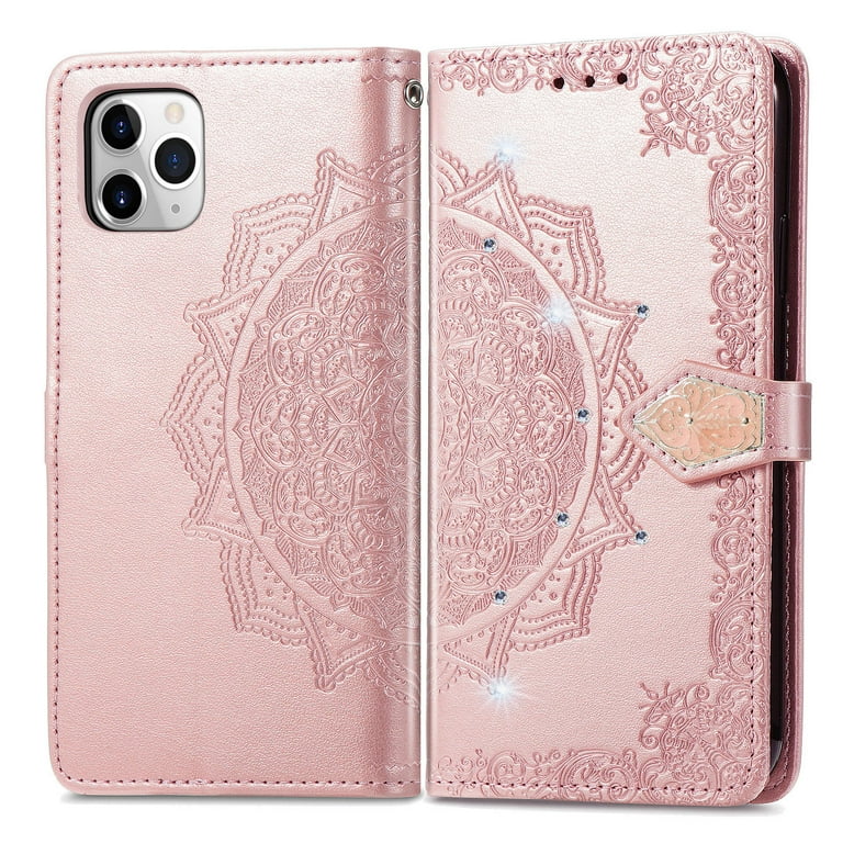 Custodia Portafoglio Con Cavalletto Per Pixel 10 Pro XL - Design Fenicottero, Fiori E Mandala Rosa - In PU Con Slot Carte
