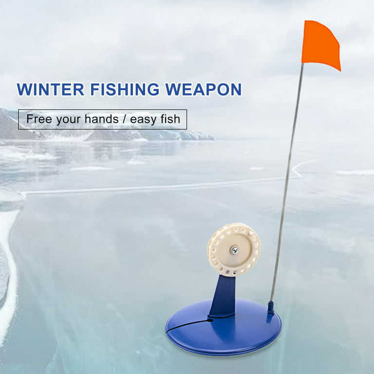 Ice Fishing Tip Up, Ice Fishing Flag Solid Cold-Resistant Blue Outdoor  Winter River Floating Fishing Rod Flag for Angling 