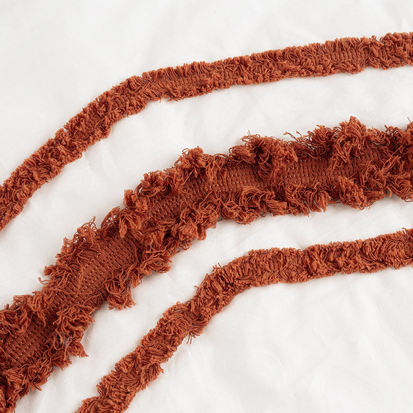 Sweet Jojo Designs Boho Fringe Rust Orange Ivory Off White 4 Piece Crib Bedding Set