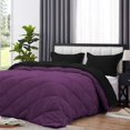 thumbnail image 4 of D.N.G. BEDDINGS 3 Piece Luxury Reversible Diamond Pattern Comforter Set Premium Super Soft, All Season 800 TC, 100% Egyptian Cotton Full/Queen Size Plum/Black Solid Color, 4 of 7