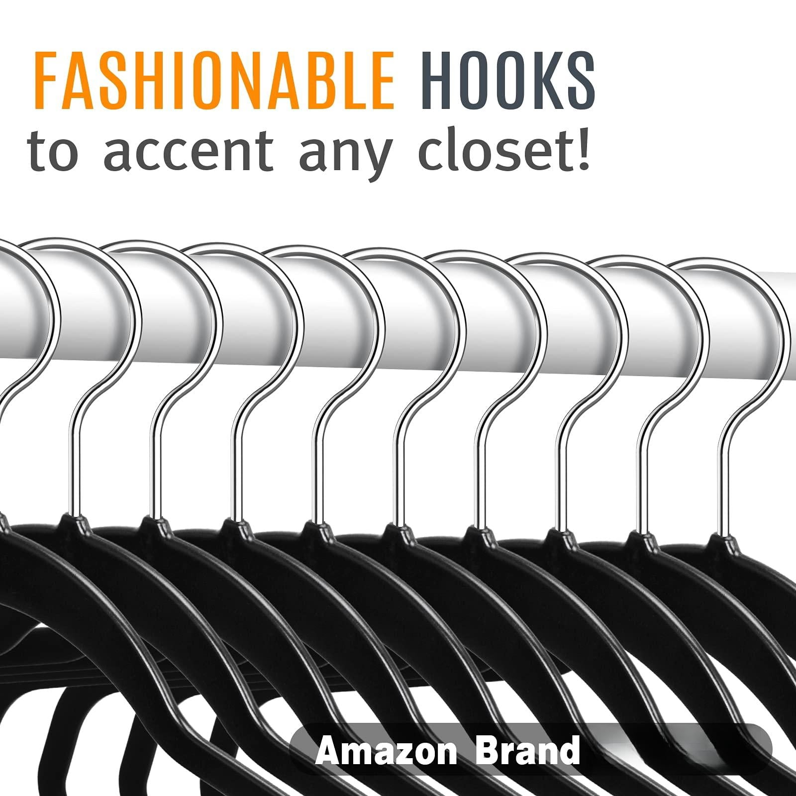 50 Plastic Hangers 17.7 Inch - Non-slip  Space Saving Closet Organizers Heavy Duty Slim For Pants Shirts Coats (black Ultra Thin & Durable)