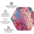 thumbnail image 3 of Honeii Pink Parrot Tropical Blossoms Print Leather Coaster Set of 4, Ideal for Safeguarding Your Furniture from Drinks Spills and Effortless Cleanup-Hexagon, 3 of 6