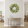 thumbnail image 4 of 24 inch Wreaths for Front Door,White Daisy Wreath with Fake Silk Floral Green Eucalyptus Leaves and Lavender for Front Door Window Wall Wedding Farmhouse Festival Decor, 4 of 7