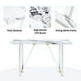 thumbnail image 2 of 55" Faux Marble Top Dining Table For 4, Rectangular Style, White & Silver, Simple Assembly, Fits Home Office And Living Room 4 55 Inch Table, Uncomplicated For, 2 of 6