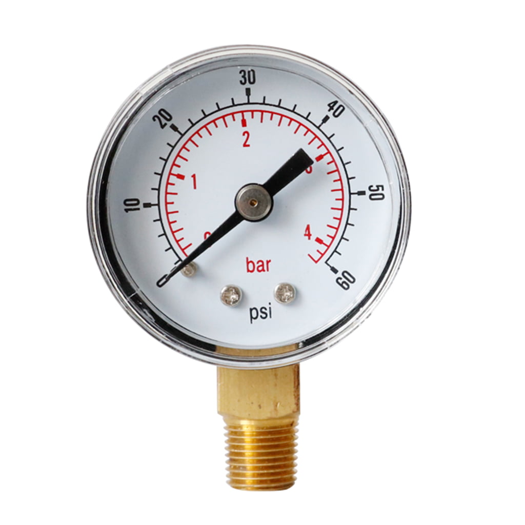 Pressure Gauge 40 mm Dial 1/8" BSPT Vertical 15/30/60/100/160/200/300 PSI & Bar 