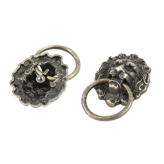 Unique Bargains Lion Head Design Cupboard Dresser Drawer Cabinet Pull Handle Knob Ring 2pcs