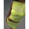 thumbnail image 4 of Conjuntos de dos piezas, top y falda de punto de tul, traje de falda rosa para playa de verano, conjunto de minifaldas Y2k 2024, atuendo de mujer, ropa de playa, 4 of 4