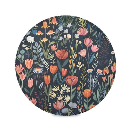 

Round Plate Mat 15.4x15.4 Inchesx1 Placemat Table Mat Kitchen Mat Coffee Mat Fabric Thick Strong Wear-Resistant Heat Resistance Seamless Flowers and Plants