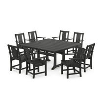 POLYWOOD® Prairie 9-Piece Square Farmhouse Dining Set with Trestle Legs in Black