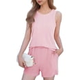thumbnail image 1 of Conjuntos de Dos Piezas de Verano para Mujer, Conjuntos de Pantalones Cortos, Ropa de Estar por Casa, XL, Rosa, 1 of 8