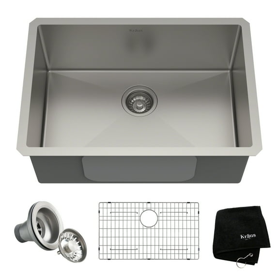 KRAUS Standart Pro 26" Undermount Single Bowl 16 Gauge Stainless Steel Kitchen Sink