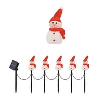 Deeceymbur Solar Christmas Lights Snowman Design LED Ground Plug Outdoor Decoration 5 in 1 String Waterproof