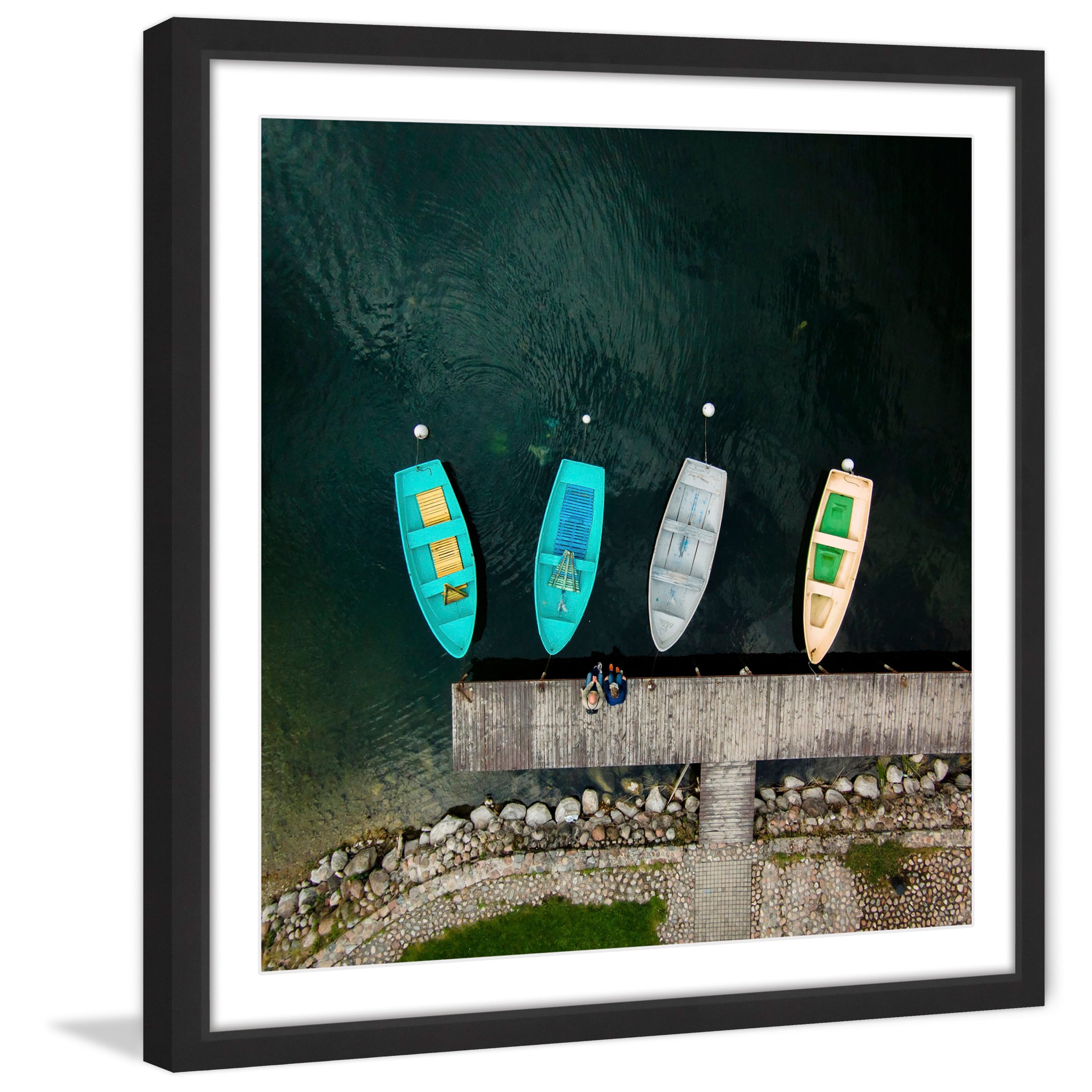 MARMONT HILL  - 'Four Boats' by Karolis Janulis Framed Painting Print - Multi-Color 24 x 24