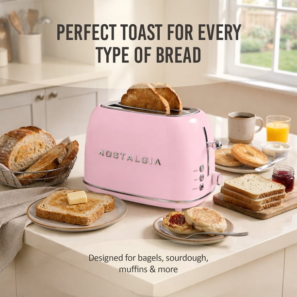 Nostalgia Classic Retro 2-Slice Toaster, Pink - Walmart Business