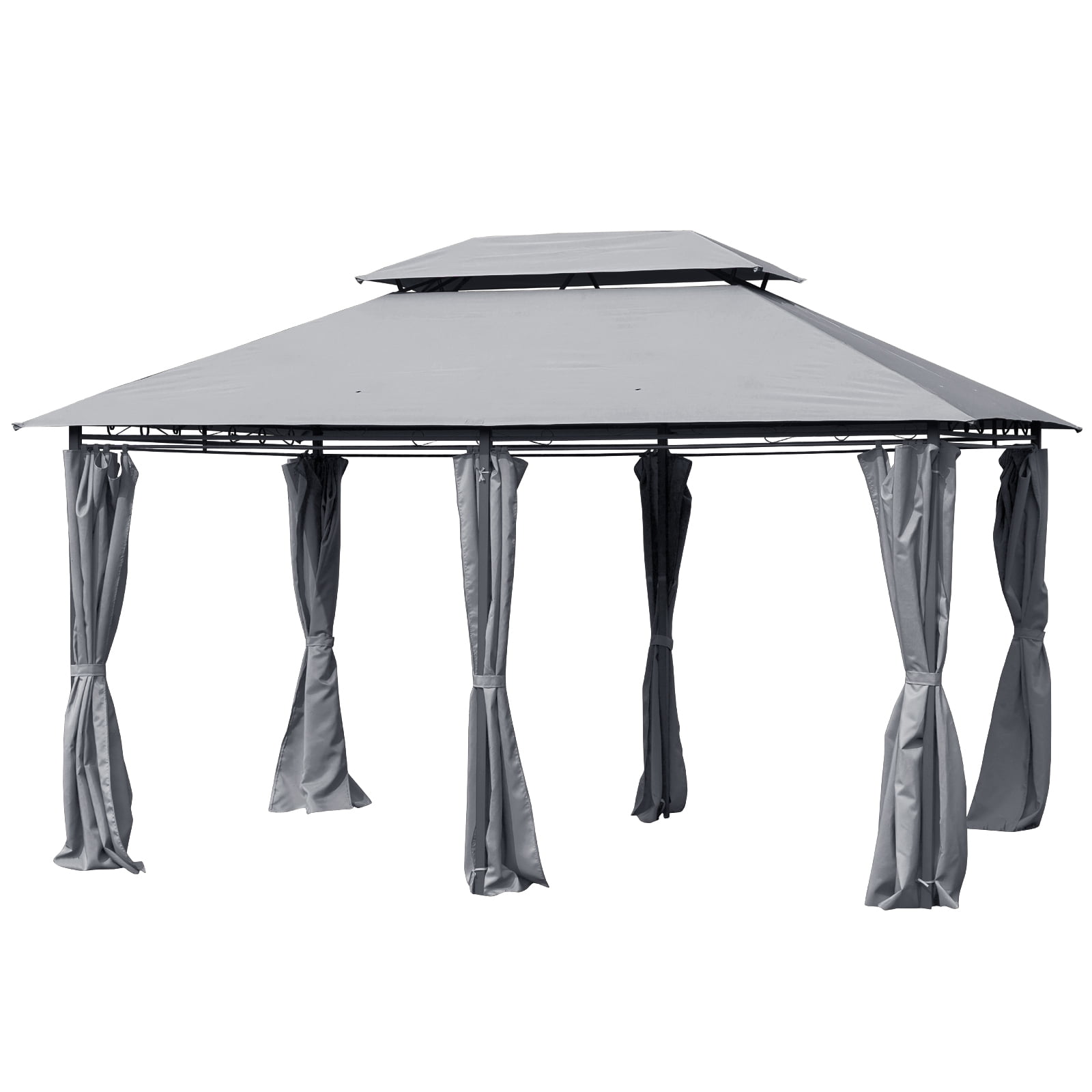 Outsunny 10' x 13' Outdoor Soft Top Gazebo with Curtains, 2Tier Steel