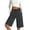 Gray, variant on Denim Bermuda Shorts for Women Drawstring Wide Leg Knee High Short Pants with Elastic Waist Casual Summer Loungewear Blue L