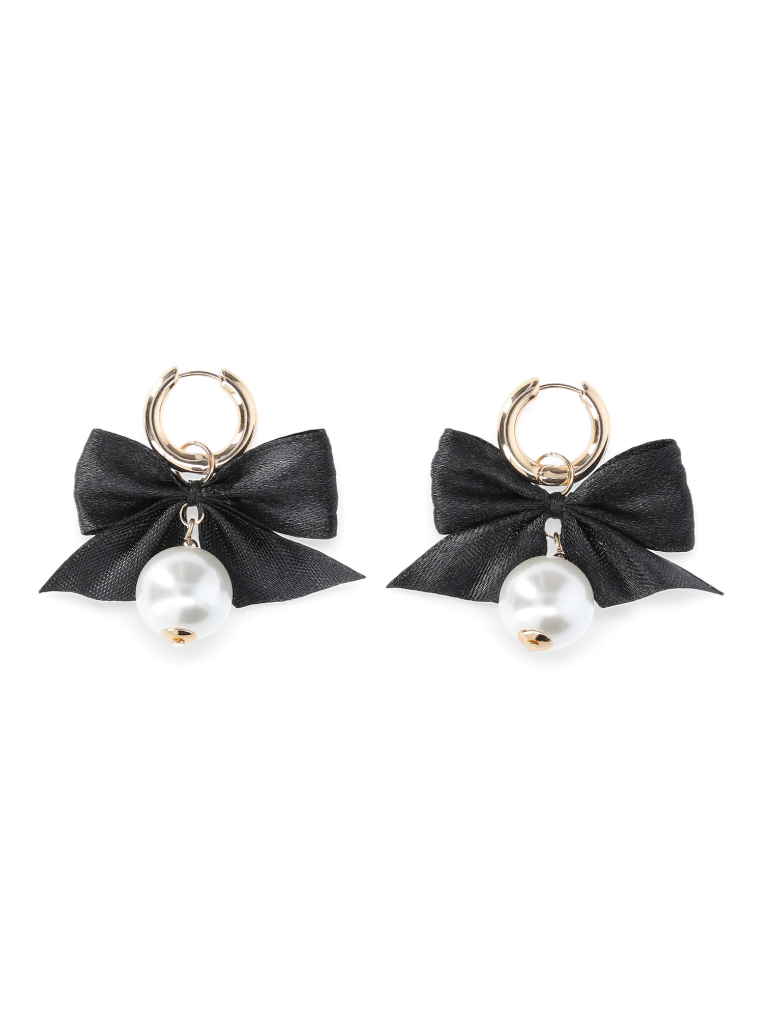 Time and Tru Women's Ribbon Bow Drop Earrings with Faux