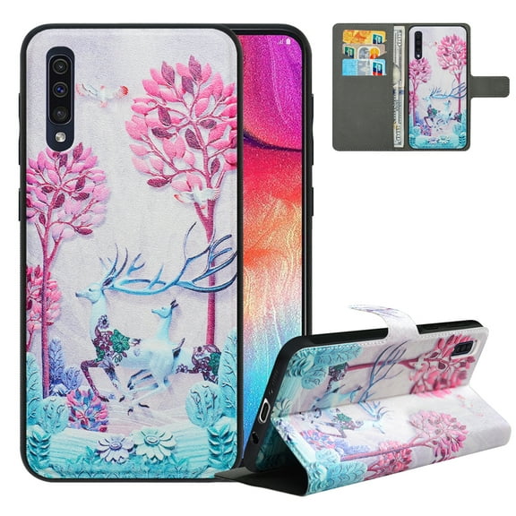 Labanema Samsung Galaxy A50 2019 Case with Kickstand, 2 in 1 Detachable Magnetic Protective Folio Flip Cover for Samsung Galaxy A50 2019 (Deer)