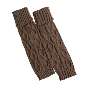 harmtty Winter Women Crochet Knit Leg Warmers Elastic Boot Cover Long Socks,Khaki